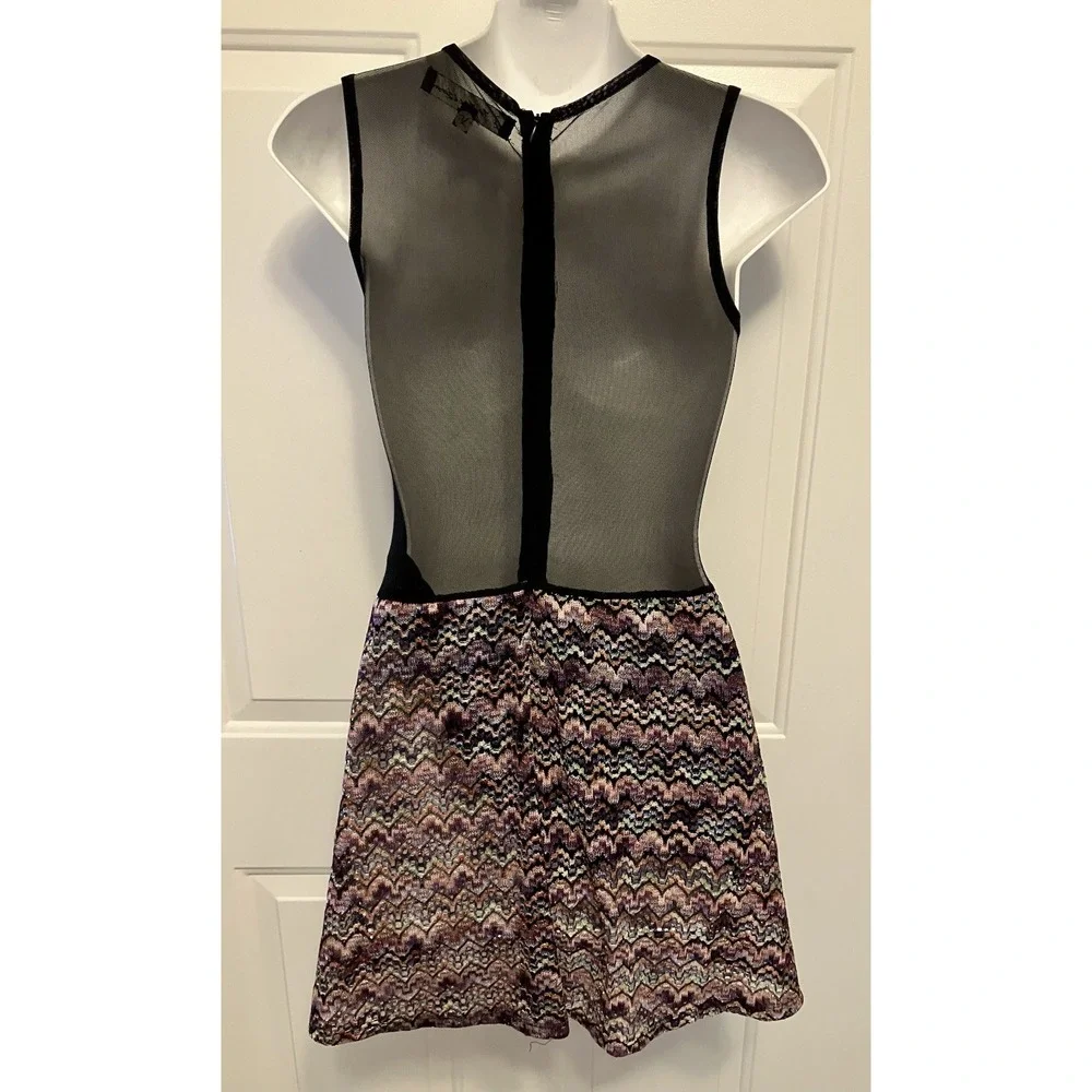 Women's For Love And Lemons Skater Mini Dress Sz XS Black Coquette Sheer Sexy - Picture 4 of 6